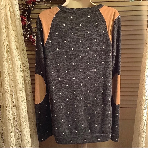 12 pm by Mon Ami knit top tunic sueded trim and elbows Medium - Picture 3 of 5